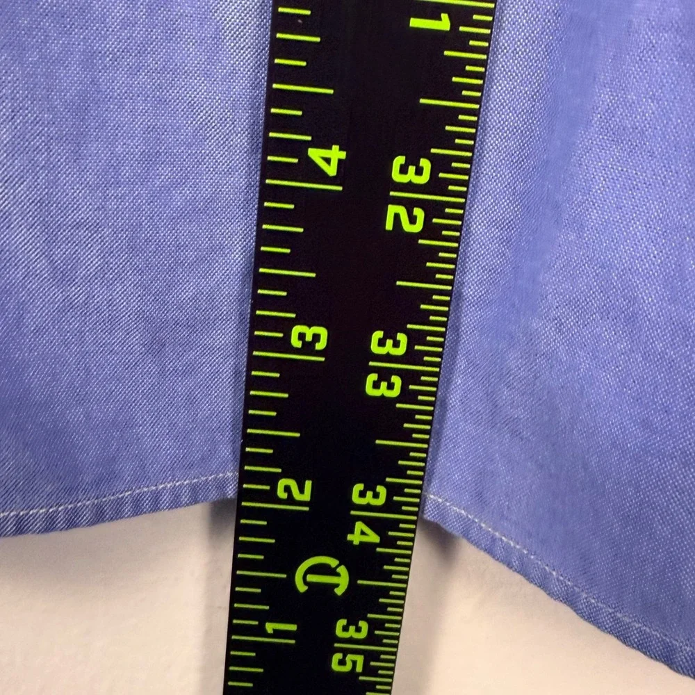 Ralph Lauren Button Down Shirt Mens 17.5 34/35 Blue Classic Fit Long‎ Sleeve